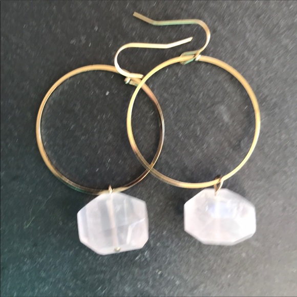 Jewelry - Gold toned hoop earrings with Aventurine